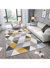 Durable Geometry Pattern Living Room Carpet Blue/Grey/White 160x230centimeter