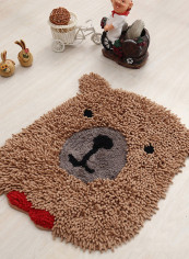 Cartoon Shape Fluffy Area Rug Brown/Red 110x120centimeter
