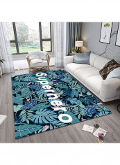 Modern Character Print Comfort Living Room Carpet Blue 160x230centimeter