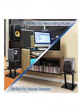 2-Piece Quad Speaker Stands 13inch Black