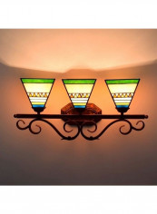 Retro Three Head Glass Decoration Wall Lamp Multicolour 65x29x22centimeter