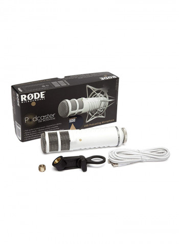 Podcaster USB Microphone White/Grey