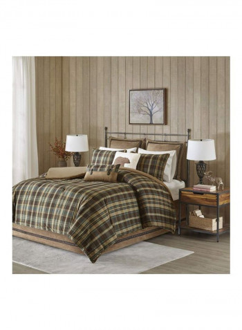 4-Piece Polyester Comforter Set Polyester Hadley Plaid Queen