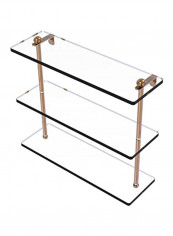 Triple Tiered Glass Shelf Clear/Gold 16inch