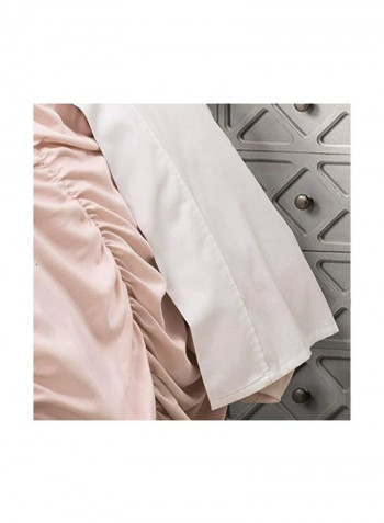 3-Piece Ruched Flower Serena Comforter Set Polyester Blush