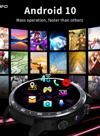 LEM12 Pro 4G LTE Multi-Function Smartwatch For Android/iOS Phones Black