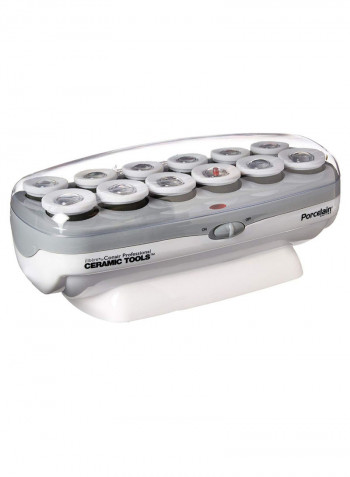 12-Piece Pro Ceramic Porcelain Series Roller Set White/Grey