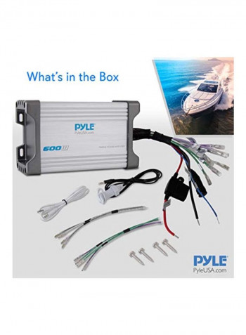 4-Channel Marine Amplifier Receiver PLMRMP4A Grey