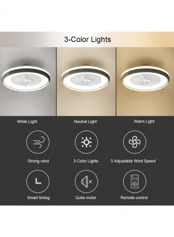 Modern Ceiling Fan Lamp with Remote Control White 60x27x60cm