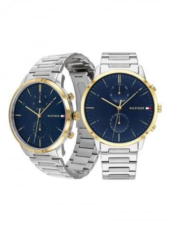 Men's Stainless Steel Quartz Chronograph Wrist Watch With Calendar Display