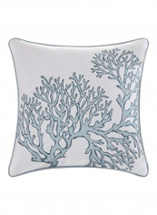 4-Piece Embroidered Coverlet Set Dusty Blue/White Full/Queen