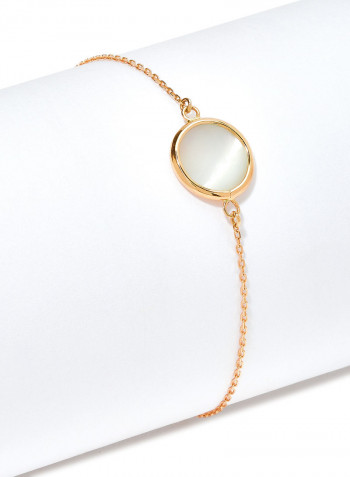 18 Karat Rose Gold Mother Of Pearl Single Stone Bracelet