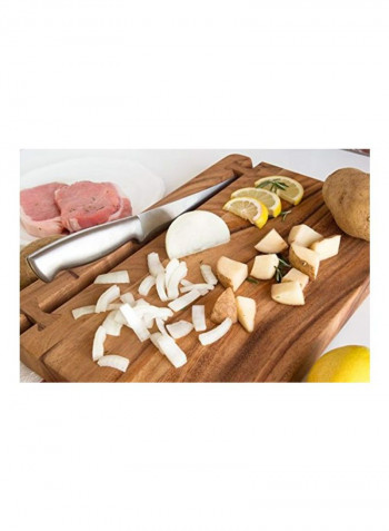 Cutting Board With Large Knife Holder Beige 10.2x15.2x1.5inch