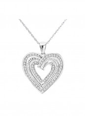 White Gold And Rhodium Plated 925 Sterling Silver 0.50 Ct Diamond Heart Pendant Necklace
