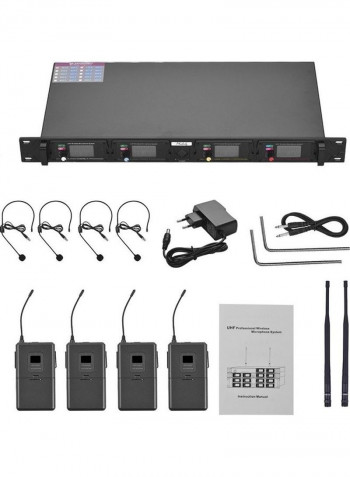 D4-2 Professional 4-Channel UHF Wireless Microphone System
