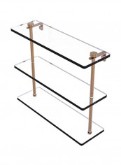 Triple Tiered Glass Shelf Clear/Gold 16inch