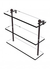 Triple-Tiered Glass Shelf Clear/Black 16inch