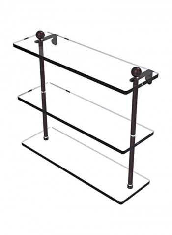 Triple-Tiered Glass Shelf Clear/Black 16inch