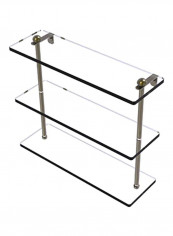 Triple Tiered Glass Shelf Gold/Clear 16inch
