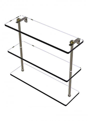 Triple Tiered Glass Shelf Gold/Clear 16inch
