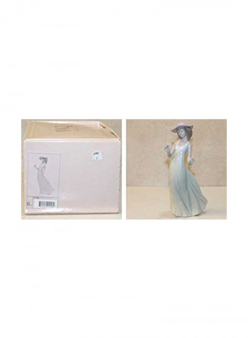 Young Lady Porcelain Figurine White/Pink/Beige 10inch