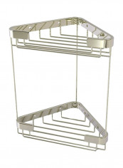 Double Tier Corner Shower Basket Silver 9.7x1.7x6.2inch