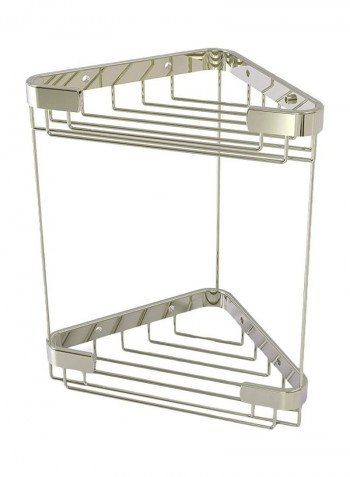 Double Tier Corner Shower Basket Silver 9.7x1.7x6.2inch