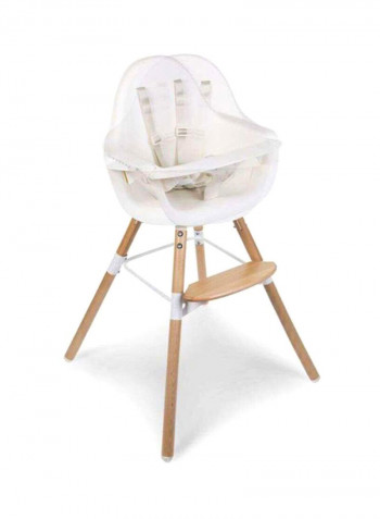 Evolu One 80 Degree Adjustable High Chair - Natural/White