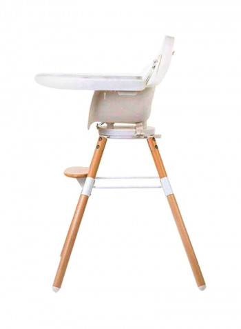 Evolu One 80 Degree Adjustable High Chair - Natural/White