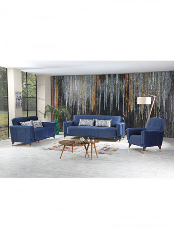 Tufted Sofa Blue/Brown/Gold