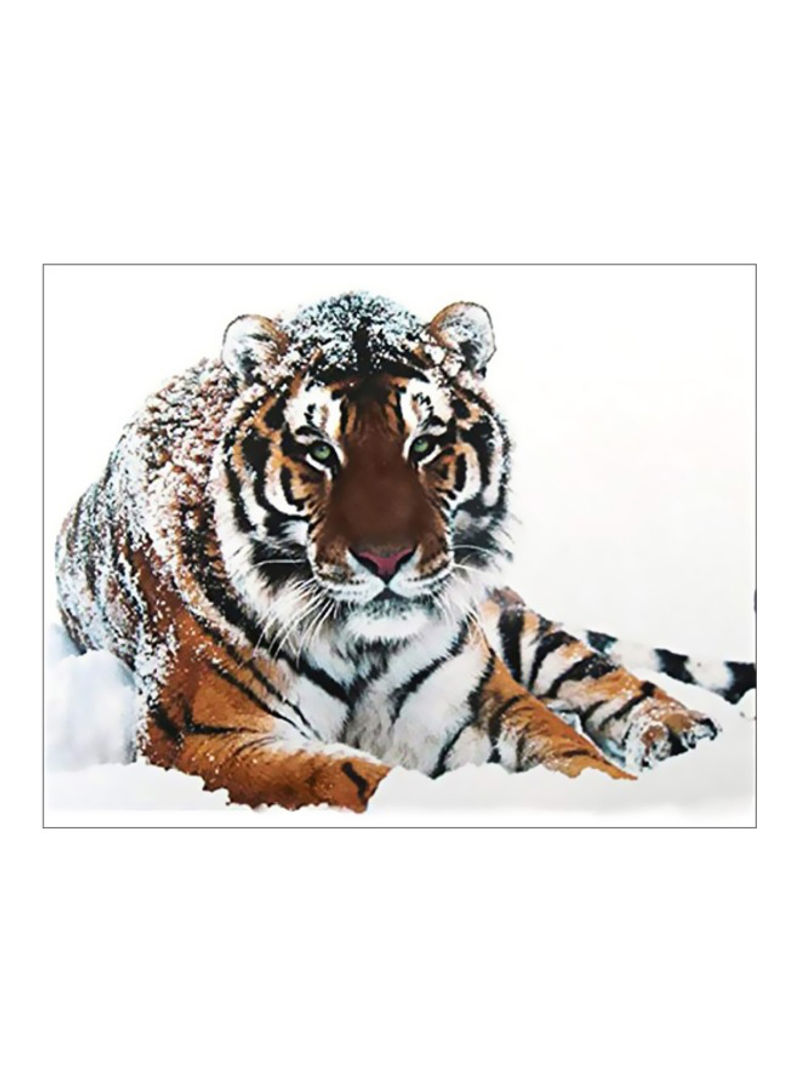 Tiger On The Snow D'art Diamond Embroidery Kit White/Brown/Green 48x38centimeter