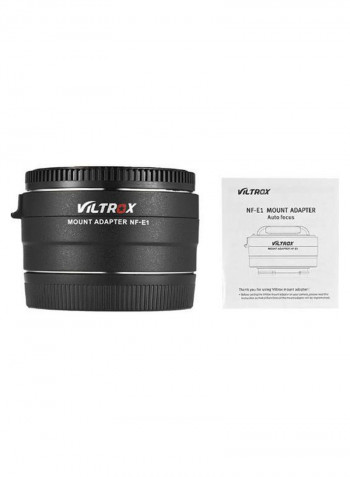 Nf-E1 Auto Focus Lens Mount Adapter Black/Silver