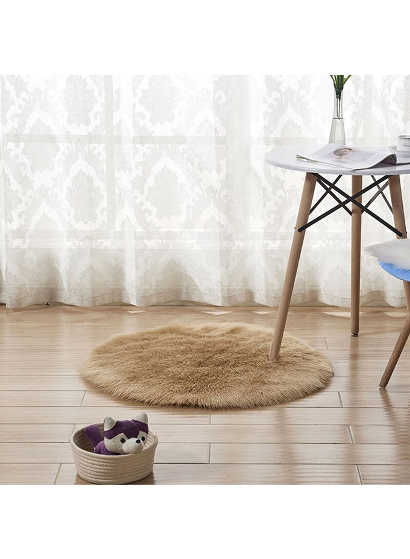 Round Shape Thick Comfy Rug Brown 110centimeter