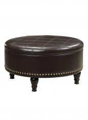 Ellen Round Shaped Storage Ottoman Brown 50x90x90centimeter