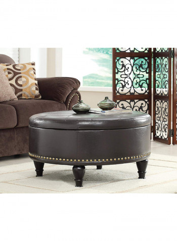 Ellen Round Shaped Storage Ottoman Brown 50x90x90centimeter