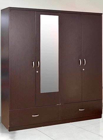 Four Door Wardrobe Armoire With Mirror Wenge 180x160x52centimeter
