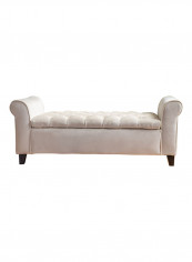 Nina Tufted Storage Ottoman Ivory 55x120x45centimeter