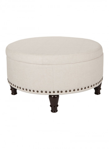 Ellen Round Shaped Storage Ottoman Off White 50x90x90centimeter