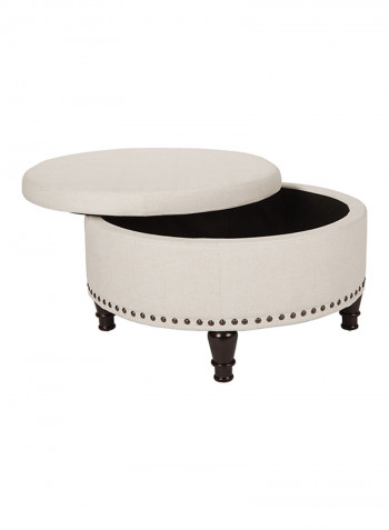 Ellen Round Shaped Storage Ottoman Off White 50x90x90centimeter