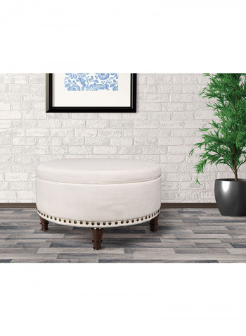 Ellen Round Shaped Storage Ottoman Off White 50x90x90centimeter