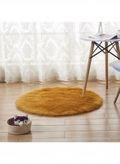 Round Shape Thick Comfy Rug Gold 110centimeter