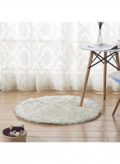 Round Shape Thick Comfy Rug White 110centimeter