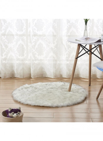 Round Shape Thick Comfy Rug White 110centimeter