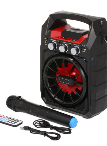 Bluetooth Karaoke Handheld Speaker With Microphone/FM Radio/TF Card/AUX Black/Red