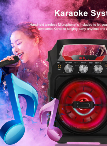 Bluetooth Karaoke Handheld Speaker With Microphone/FM Radio/TF Card/AUX Black/Red
