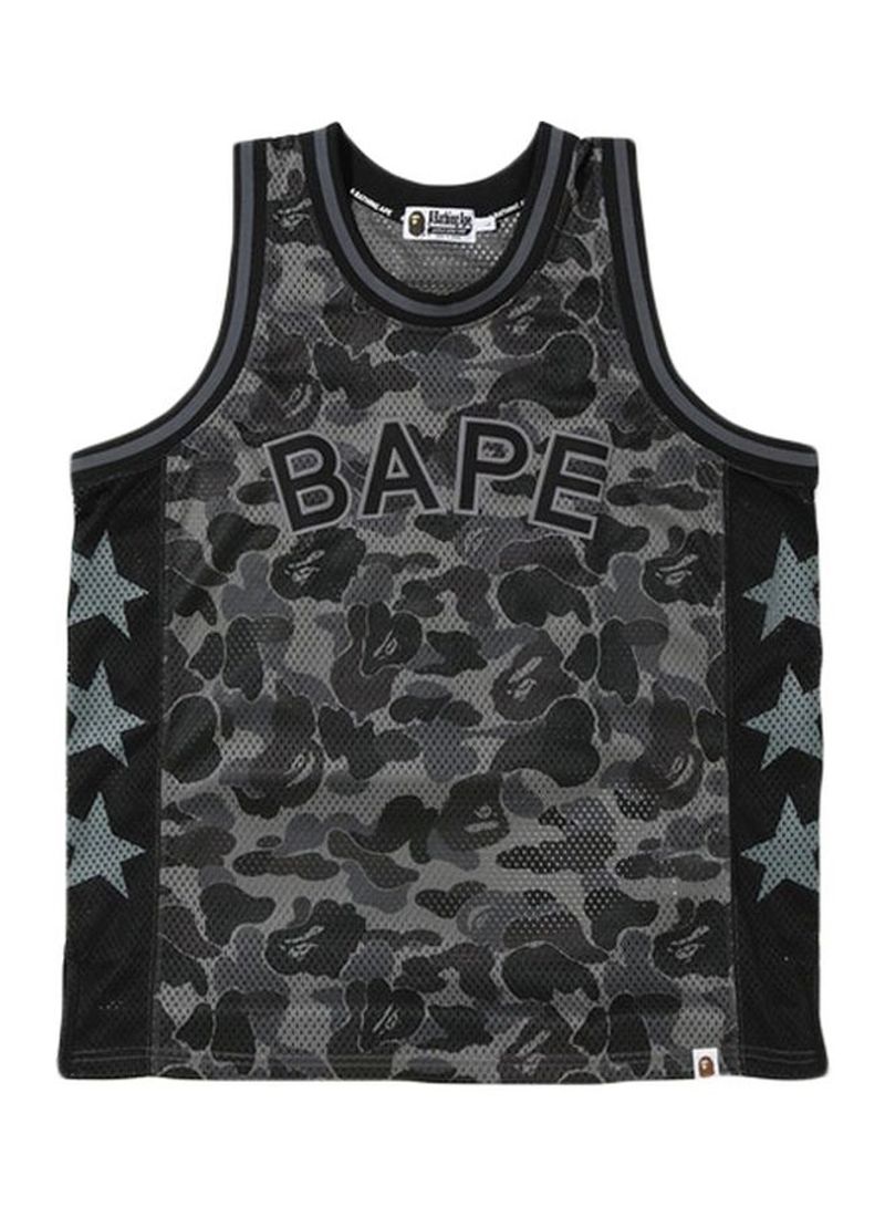Polyester Printed Basketball Vest Grey/Black