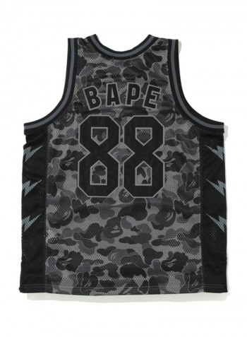Polyester Printed Basketball Vest Grey/Black