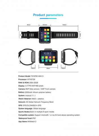 TICWRIS 2.4 Inch Smart Watch Silver