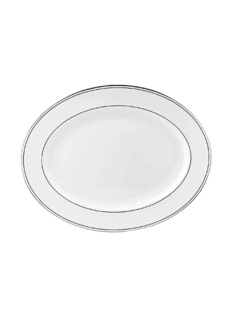 5-Piece Bone China Oval Platter Set White/Black 16inch