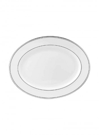 5-Piece Bone China Oval Platter Set White/Black 16inch